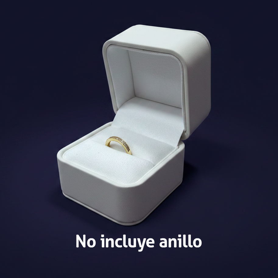 Estuche Para Solitario Blanco Con Textura Pequeño N011