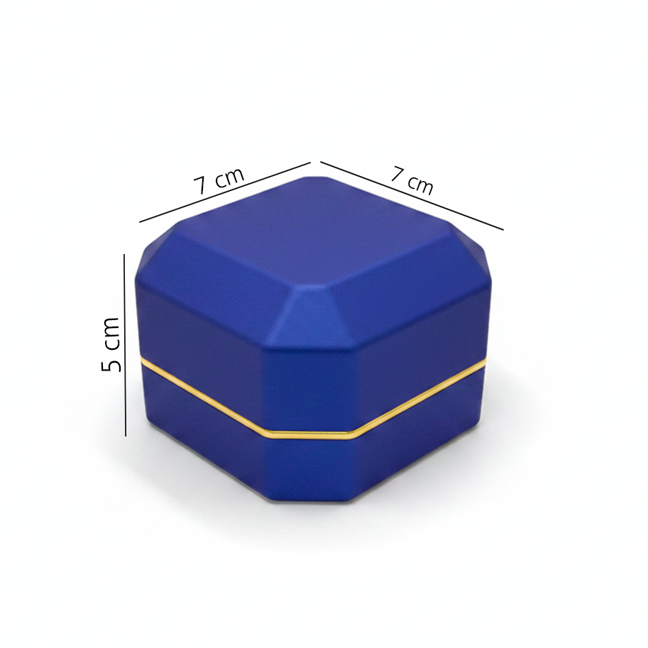 Estuche Premium Azul Galaxia Con Luz Led Para Anillos