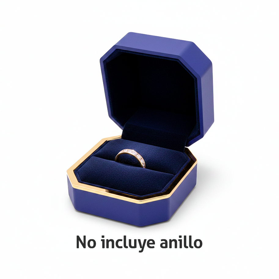 Estuche Premium Azul Galaxia Con Luz Led Para Anillos