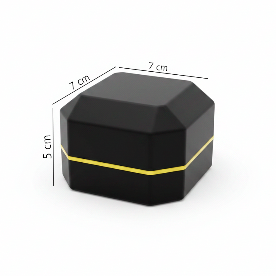 Estuche Premium Negro Con Luz Led Para Anillos