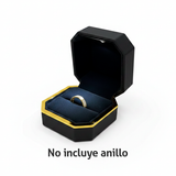 Estuche Premium Negro Con Luz Led Para Anillos