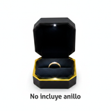 Estuche Premium Negro Con Luz Led Para Anillos