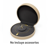 Estuche Redondo De Lujo Dorado Para Collar, Dije y Anillo N024