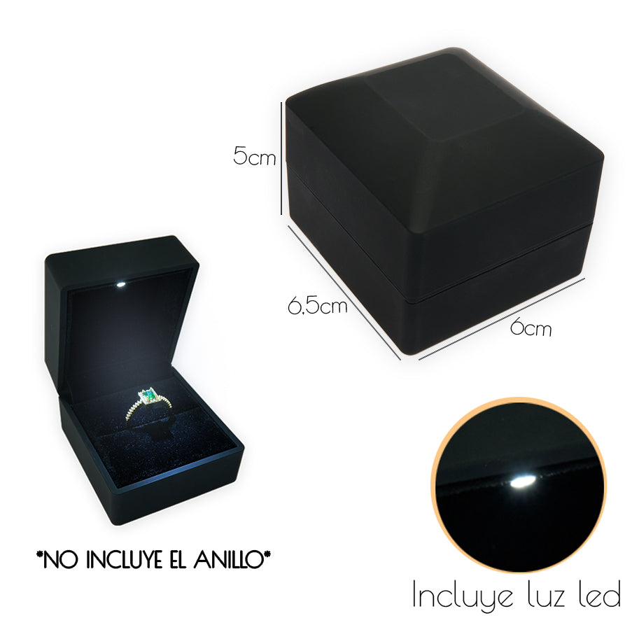 Estuche De Lujo Para Anillo Con Luz Led Negro