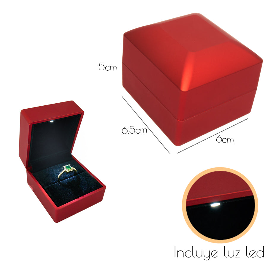 Estuche De Lujo Para Anillo Con Luz Led Rojo