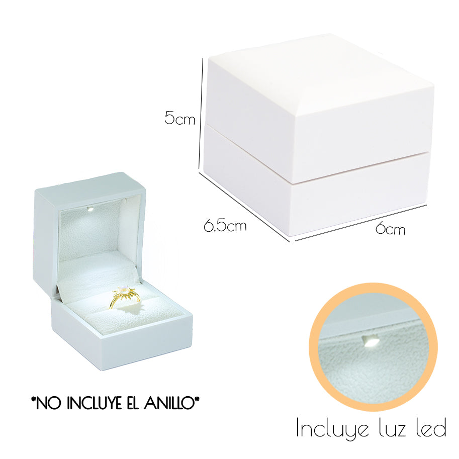 Estuche De Lujo Para Anillo Con Luz Led Blanco